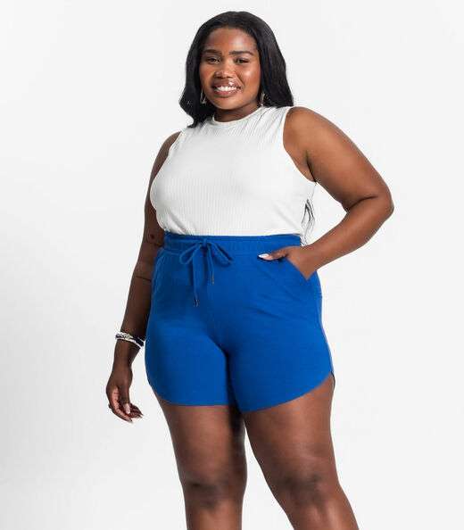 Image_Shorts Feminino Plus Size Secret Glam Azul