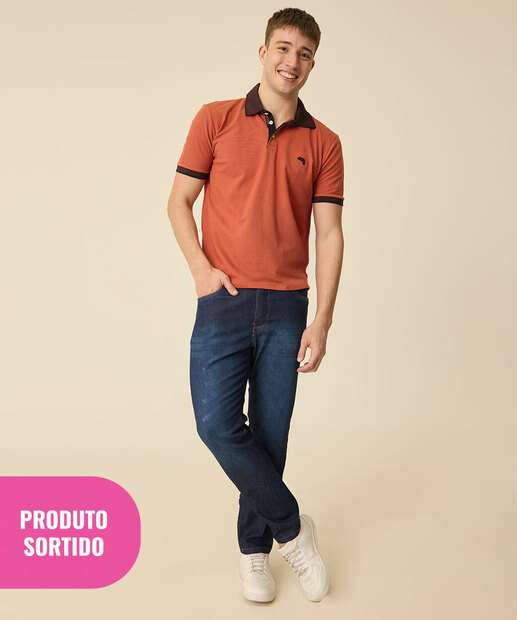 Polo Sortida Masculina Textura Manga Curta 