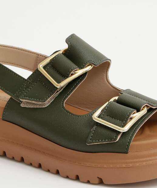 Sandália Flatform Feminina Fivela Modare Verde