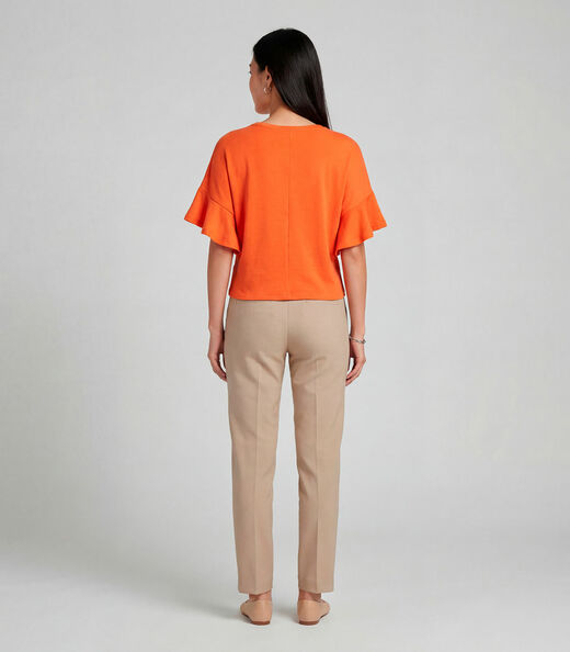 Blusa Feminina em Visco Tricot Infinita Cor Laranja