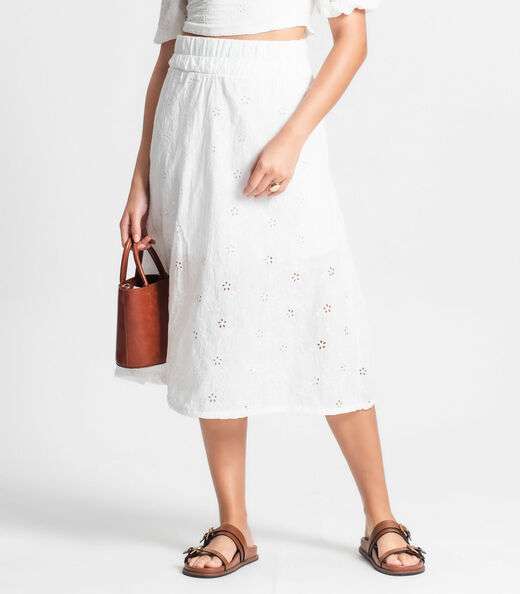 Saia Midi Feminina Em Laise Endless Bege
