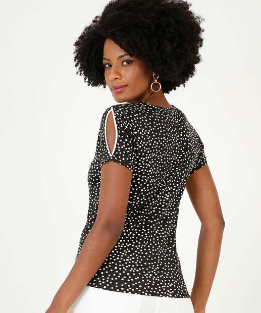 Blusa Feminina Estampa Poá Manga Curta Marisa