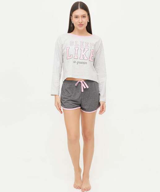 Pijama Feminino Estampado Manga Longa Marisa