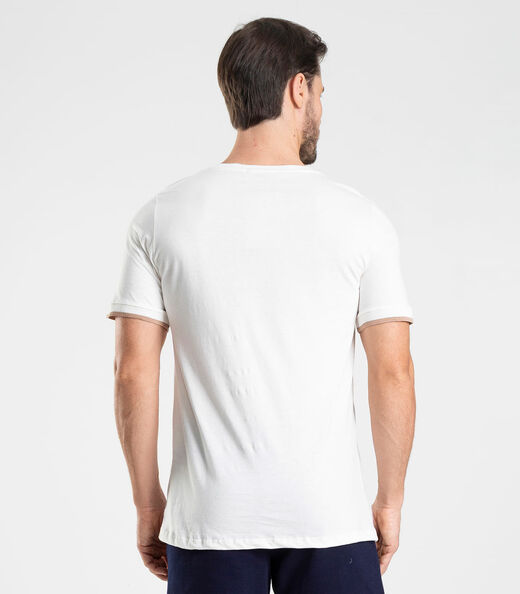 Camiseta Meia Malha Masculina Diametro Bege