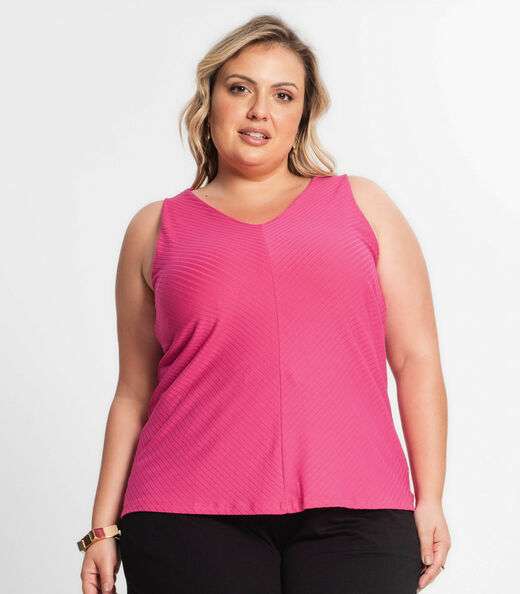 Regata Feminina Plus Size Secret Glam Rosa
