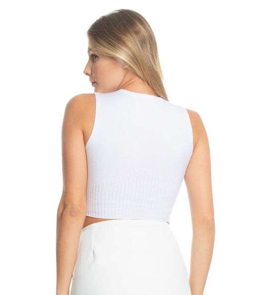 Regata Cropped Tricot Feminina Select Branco