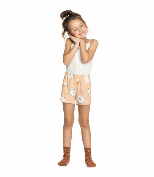 Pijama Infantil Feminino Gatinho Trick Nick Bege