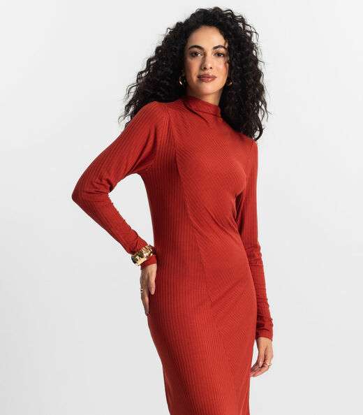 Vestido Manga Longa Feminino Rovitex Laranja