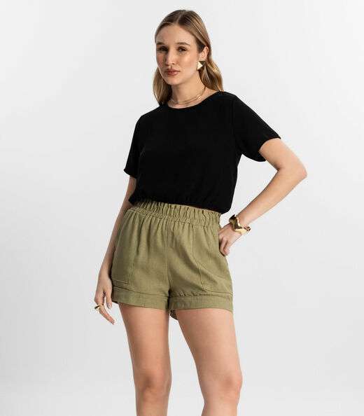 Image_Shorts Feminino Com Elástico Select Bege