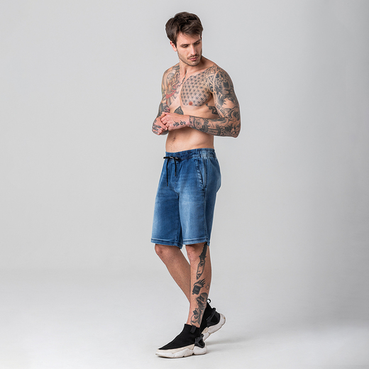 Bermuda Jogger Jeans Masculina Rock e Soda