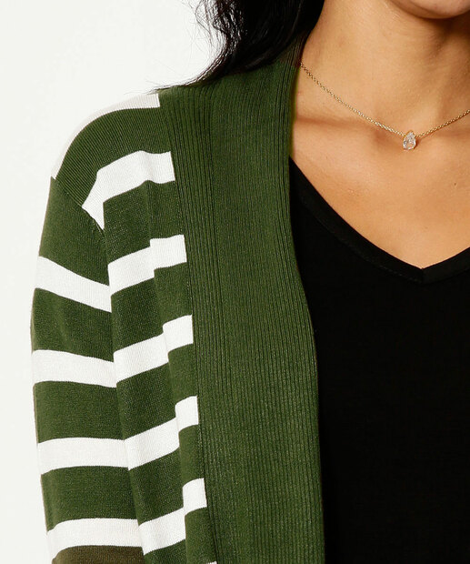 Cardigan Feminino Listrado Alongado Marisa
