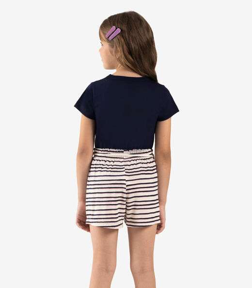 Conjunto Infantil Blusa Com Shorts Rovi Kids Azul