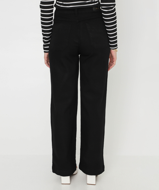 Calça Feminina Sarja Wide Leg Sawary Preto