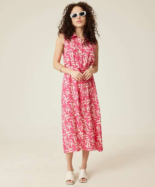 Image_Vestido Feminino Chemise Midi Estampa Folhas Marisa