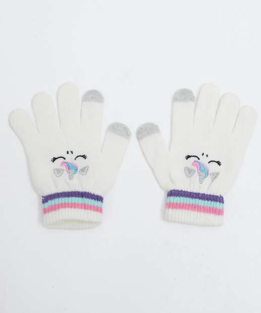 Kit Touca e Luva Infantil Tricô Unicórnio  Tam 04 A 08 Marisa 