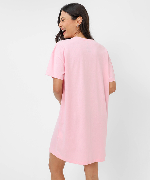 Camisola Estampa Manga Curta Coração Hello Kitty Rosa