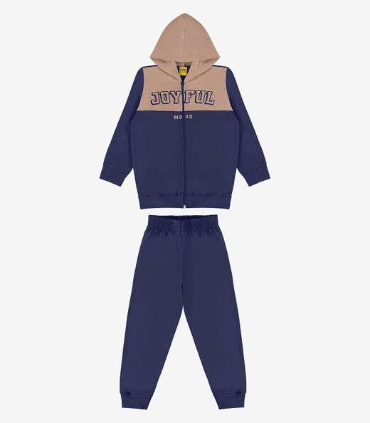 Conjunto Jaqueta Com Capuz E Calça Rovi Kids Azul