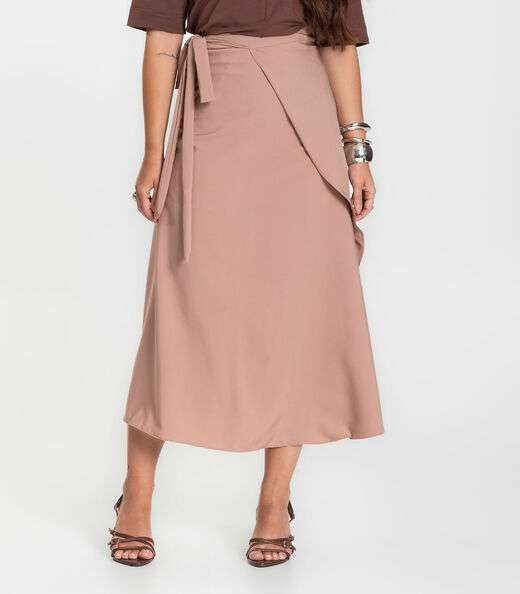Saia Midi Amarração Envelope Select Bege