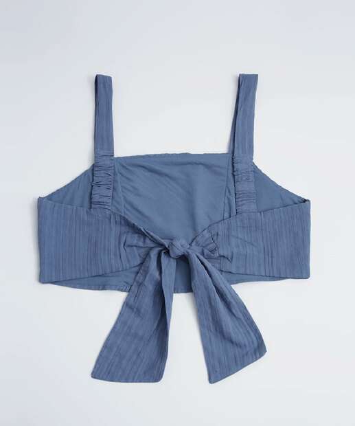 Blusa Cropped Feminina Listras Amarração Alças Largas Marisa
