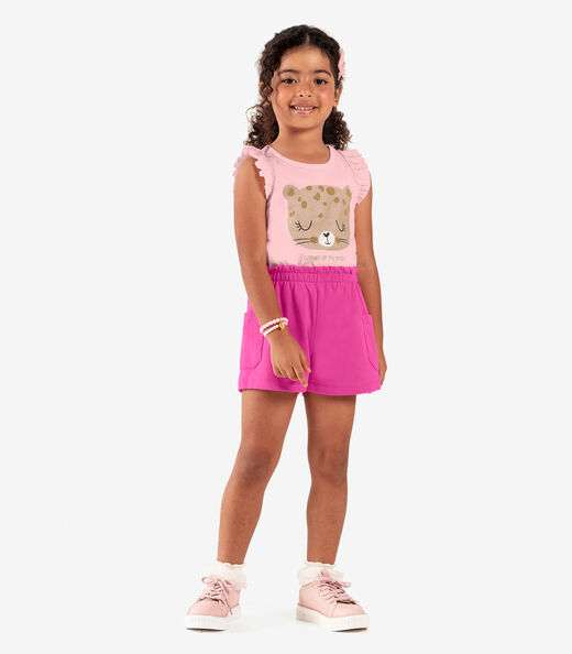 Shorts Infantil Moletinho Basic Rovi Kids Rosa