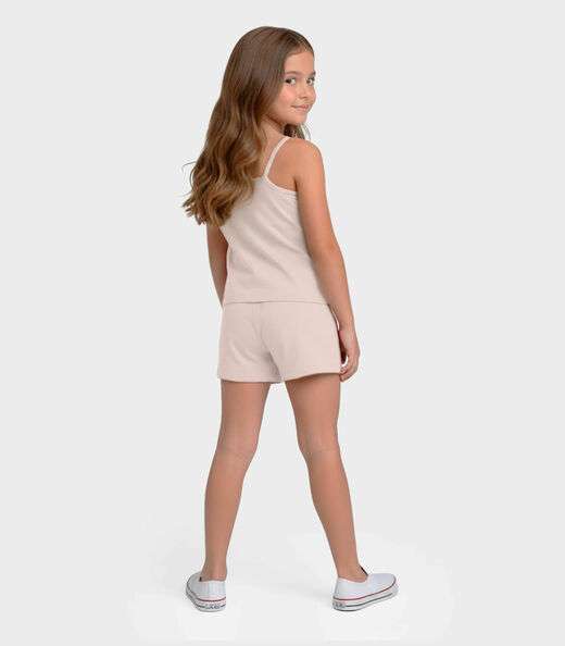 Conjunto Infantil Blusa e Shorts Menina Select Bege