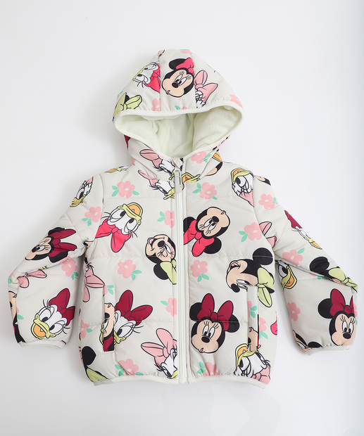 Image_Jaqueta Infantil Puffer Capuz Minnie E Amigos Tam 1 a 3 Cinza