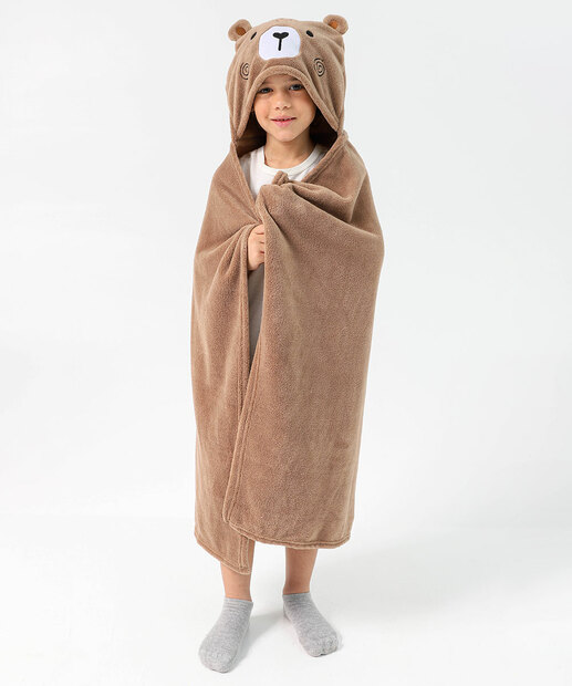 Image_Manta Infantil Capuz Urso Marisa Marrom