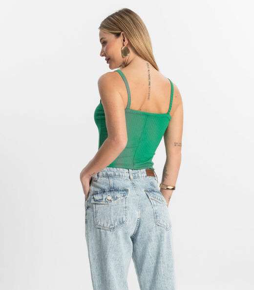 Blusa Básica de Alça Feminina Rovitex Verde