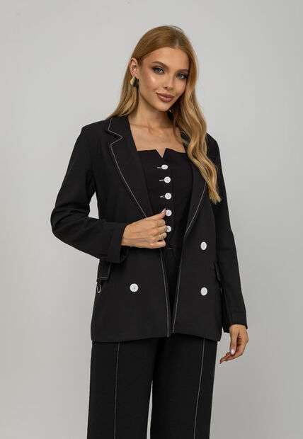 Image_Blazer De Alfaiataria Com Costuras Contrastantes Preto Salvatore