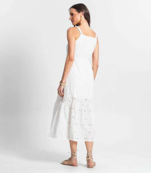 Vestido Midi Em Laise Floral Endless Bege