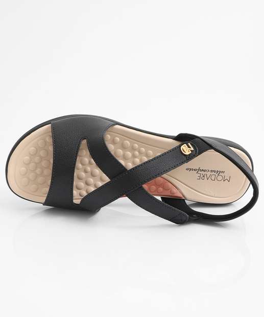 Sandália Feminina Rasteira Tiras Modare Preto