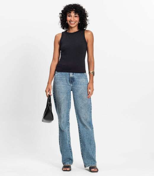 Regata Básica Feminina em Cotton Leve Rovitex Preto