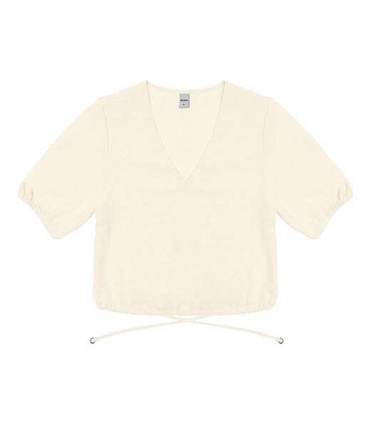 Blusa Cropped Feminina Decote V Rovitex Bege