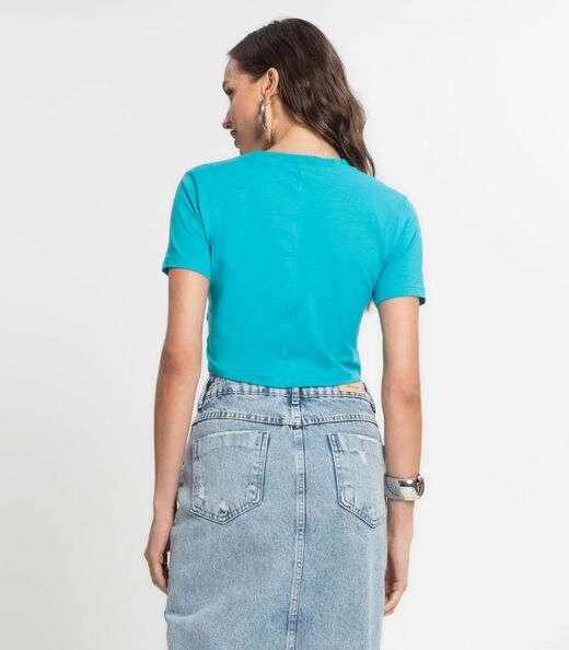 Blusa Feminina Em Cotton Leve Endless Azul