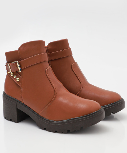 Bota Feminina Cano Curto Tratorado Via Uno Marrom