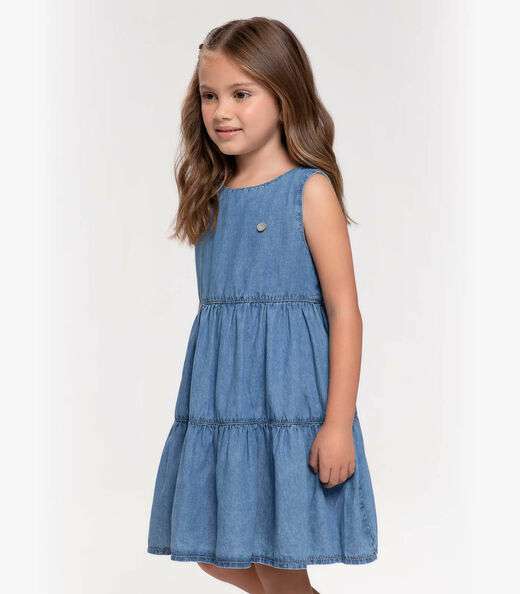 Vestido Regata Infantil Jeans Trick Nick Azul