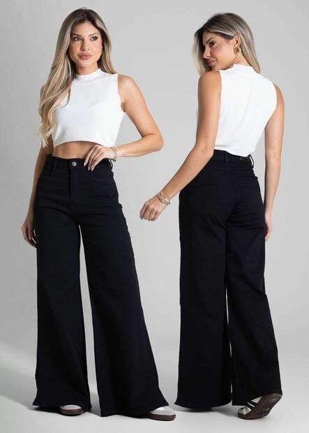 Calça Sarja Sawary Super Wide Leg Petit - 282598