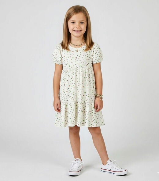 Vestido Infantil Com Franzido na Saia Select Bege