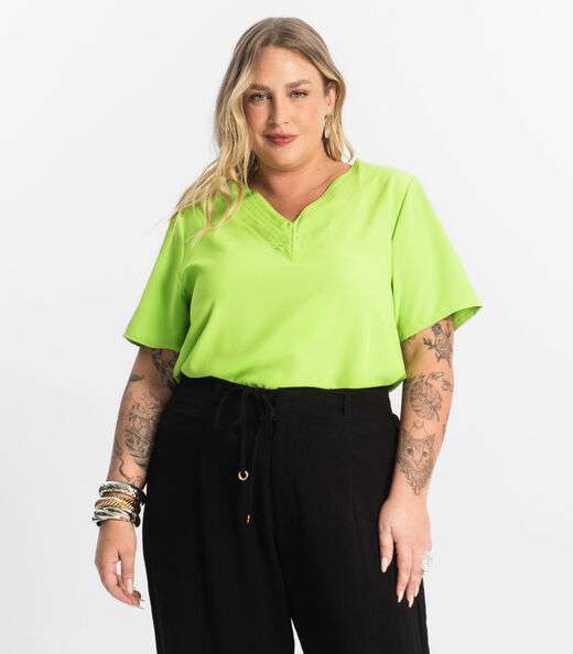Image_Blusa Manga Curta Plus Size Secret Glam Verde