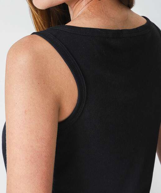 Blusa Regata Feminina Canelada Marisa Preto