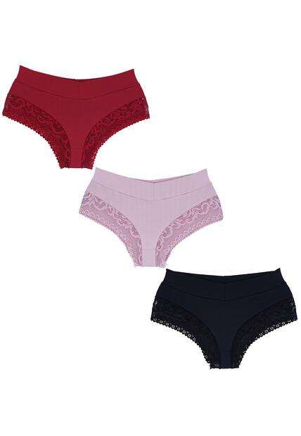 Kit 3 Calcinhas Amada Plus Size Microfibra Concept Lingerie Multicolorido