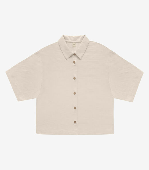 Camisa Oversized Visco Maquinetada Rovitex Bege