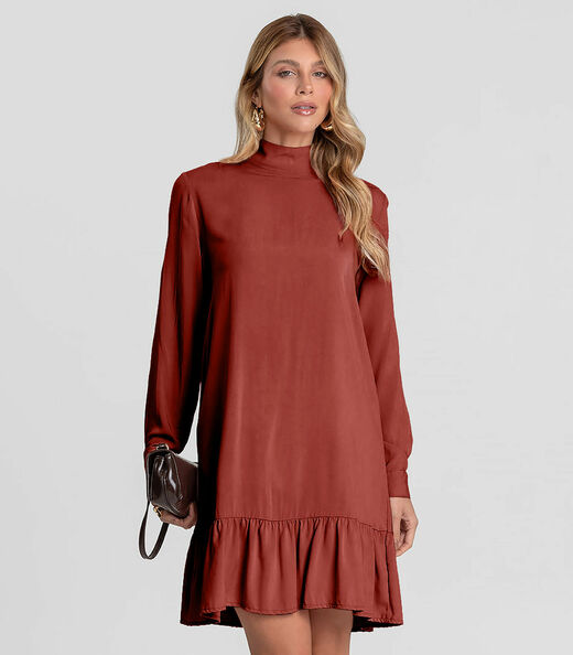 Image_Vestido Curto Feminino Gola Dupla Dianna Laranja