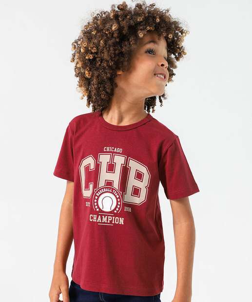 Image_Camiseta Infantil Estampada Manga Curta MR Tam 4 a 10 Vinho