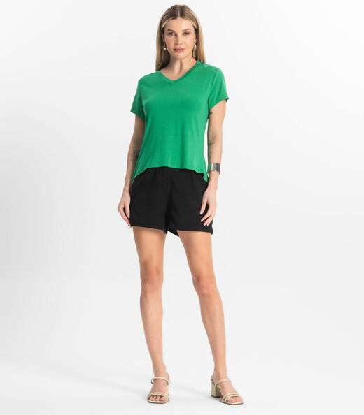 Blusa Básica Feminina Viscotorcion Rovitex Verde