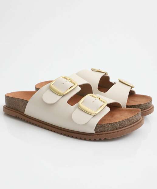 Rasteirinha Feminina Birken Fivelas Beira Rio Branco