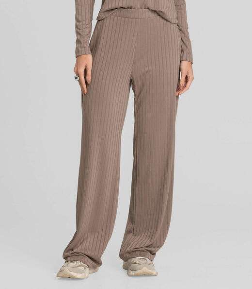 Conjunto Feminino Blusa E Calça Em Ribana Dianna Marrom