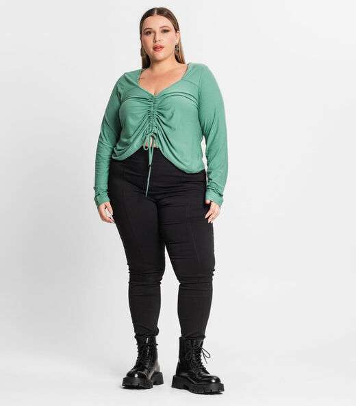 Blusa Feminina Manga Longa Em Viscose Secret Glam Verde