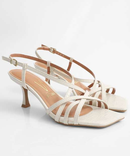 Sandália Feminina Tiras Textura Salto Fino Vizzano