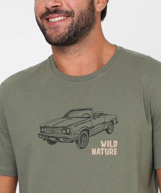 Camiseta Masculina Carro Manga Curta Marisa Verde